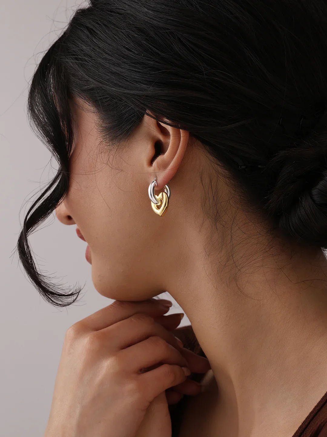 Dual Tone Hoop Earrings