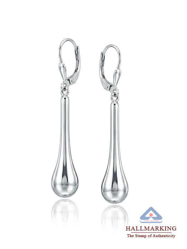 Long Silver Drop Earrings with Slim Linear Design