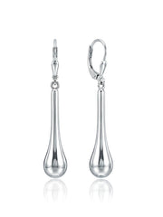 Long Silver Drop Earrings with Slim Linear Design