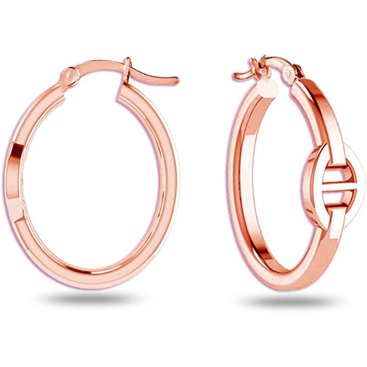 925 Sterling Silver Mariner Link Hoops Earring Oval Anchor Hoop Earrings for Teen Women