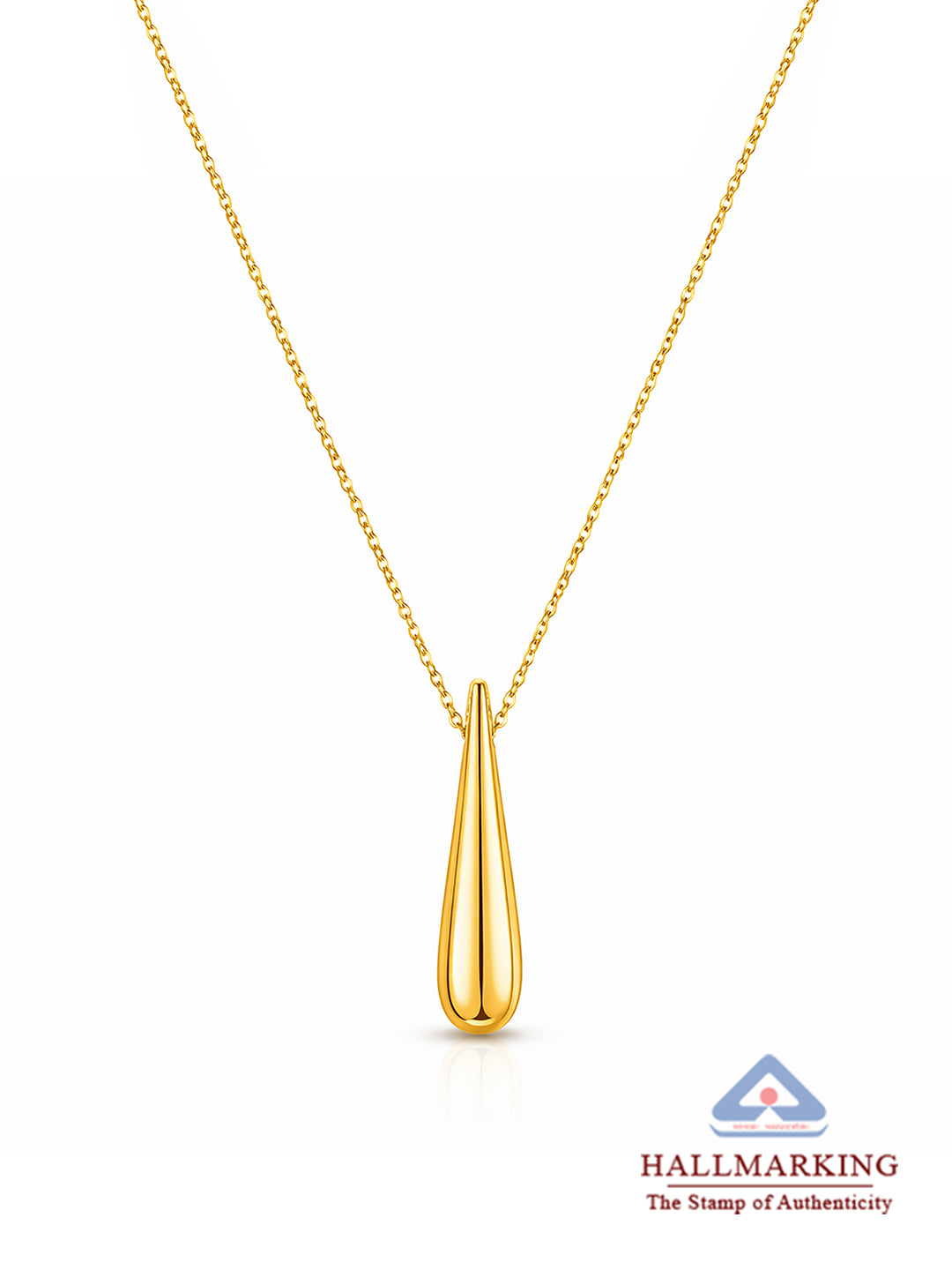 Golden Poise Teardrop Bar Pendant Necklace