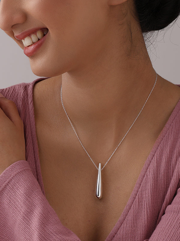 Silver Grace Teardrop Bar Pendant Necklace