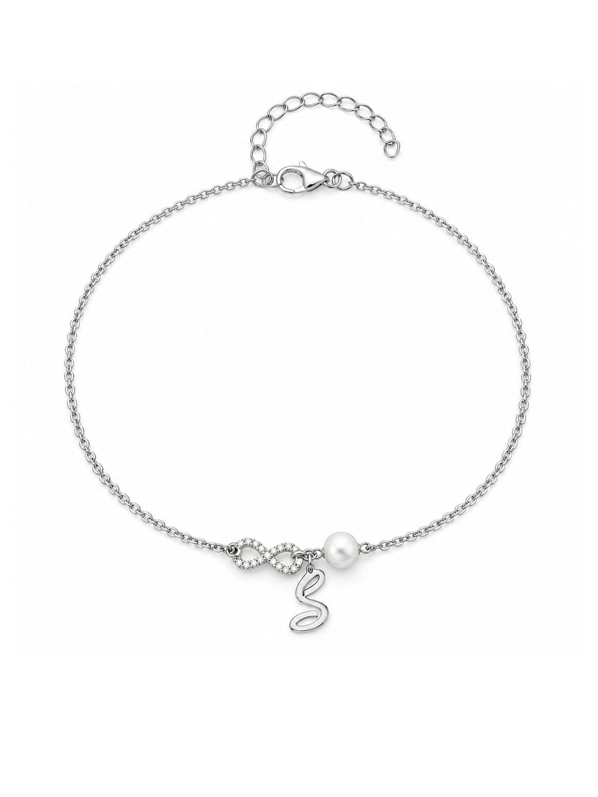 Personalized Infinity Pearl Initial Anklet