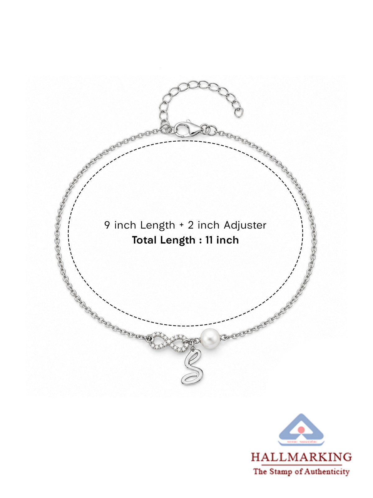 Personalized Infinity Pearl Initial Anklet