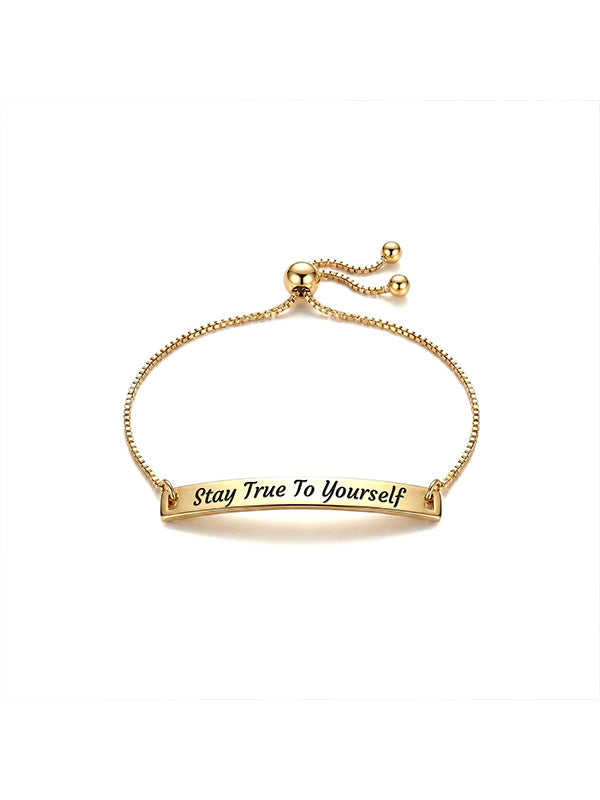 Stay True To Yourself Engraved Gold Plated Bracelet