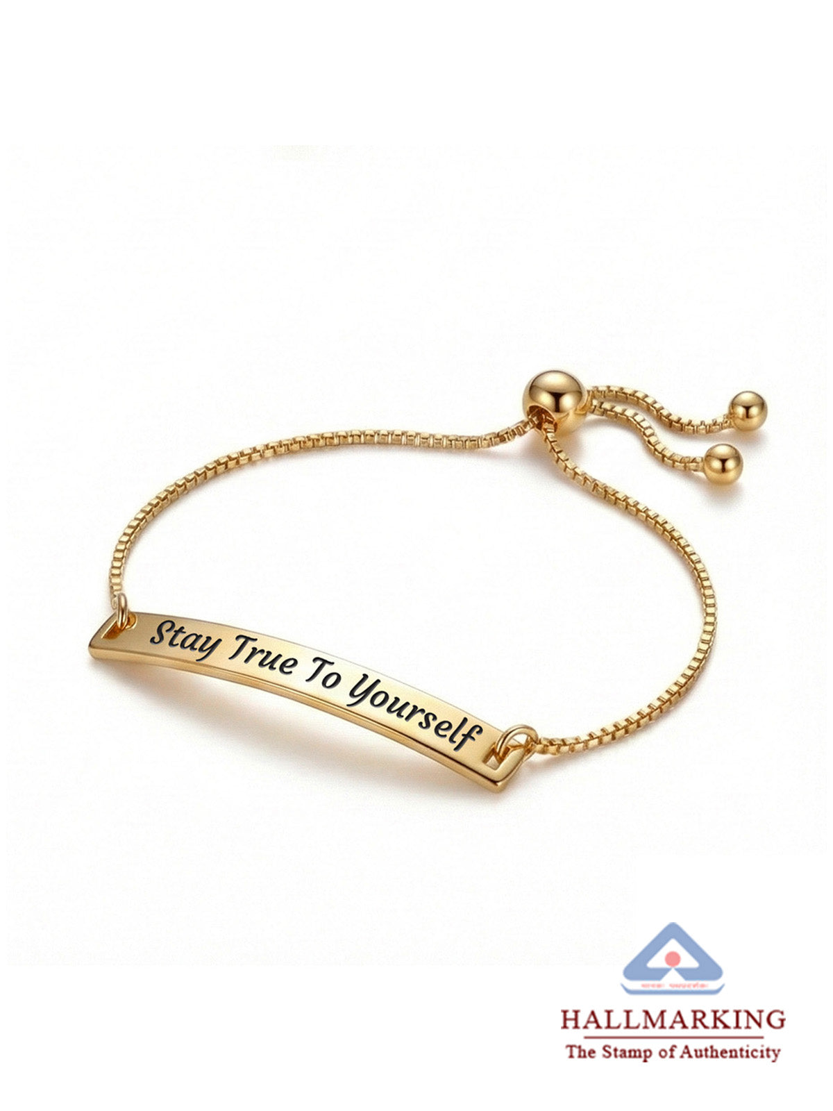 Stay True To Yourself Engraved Gold Plated Bracelet