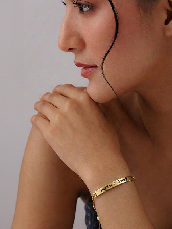 Stay True To Yourself Engraved Gold Plated Bracelet
