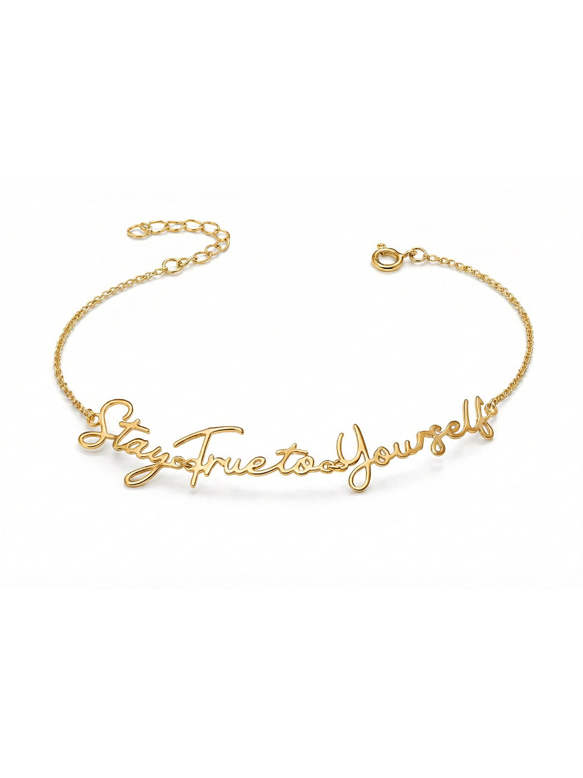Stay True To Yourself Engraved Gold Plated Chain Bracelet