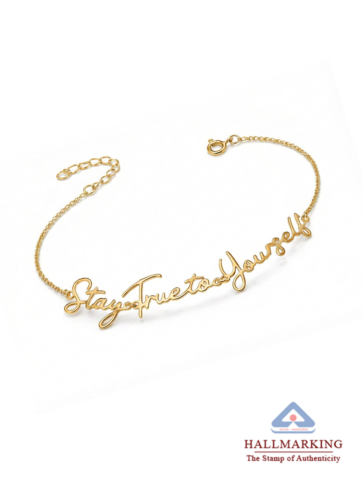 Stay True To Yourself Engraved Gold Plated Chain Bracelet