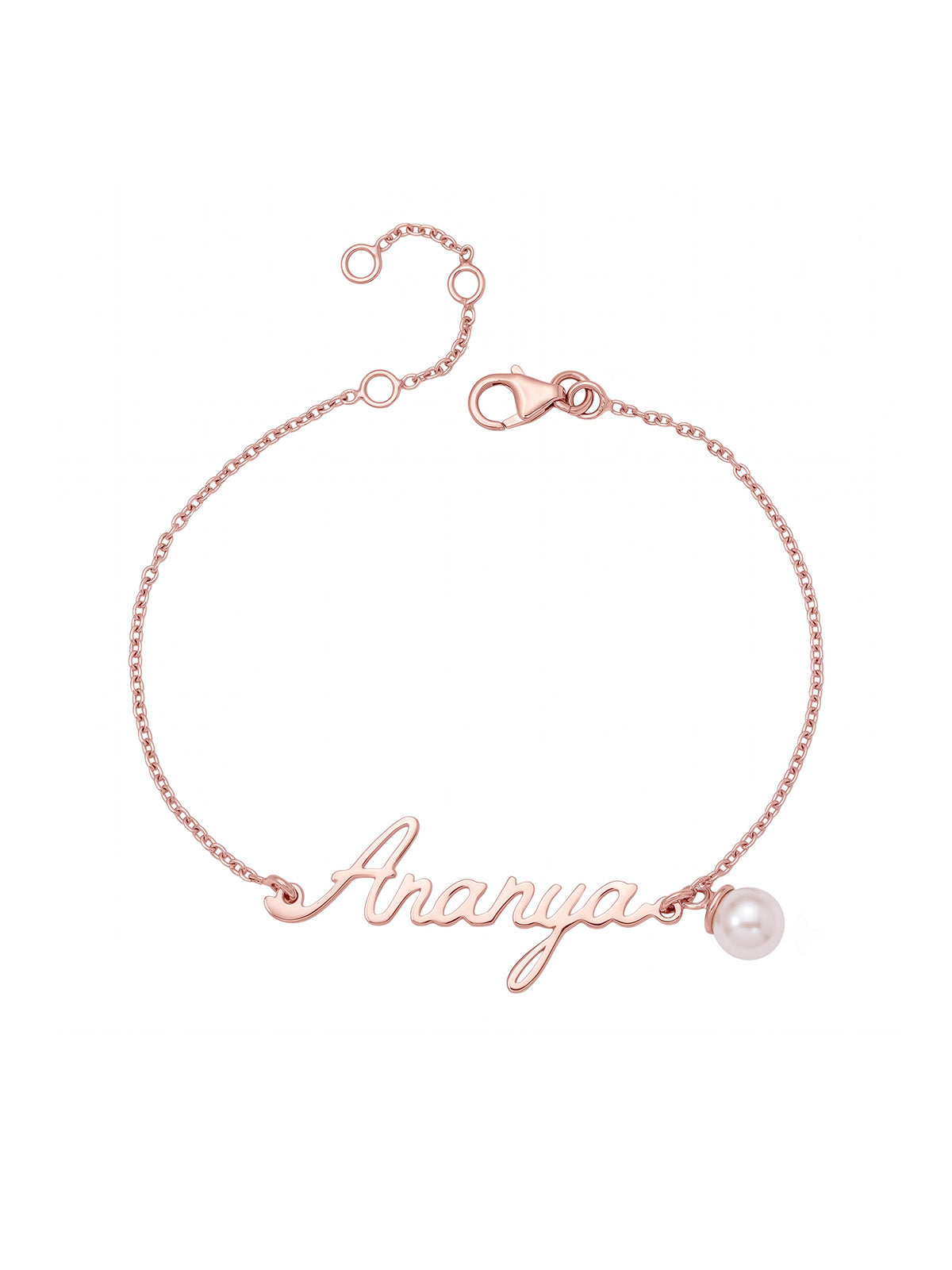 Personalised Name Bracelet with Pearl Charm