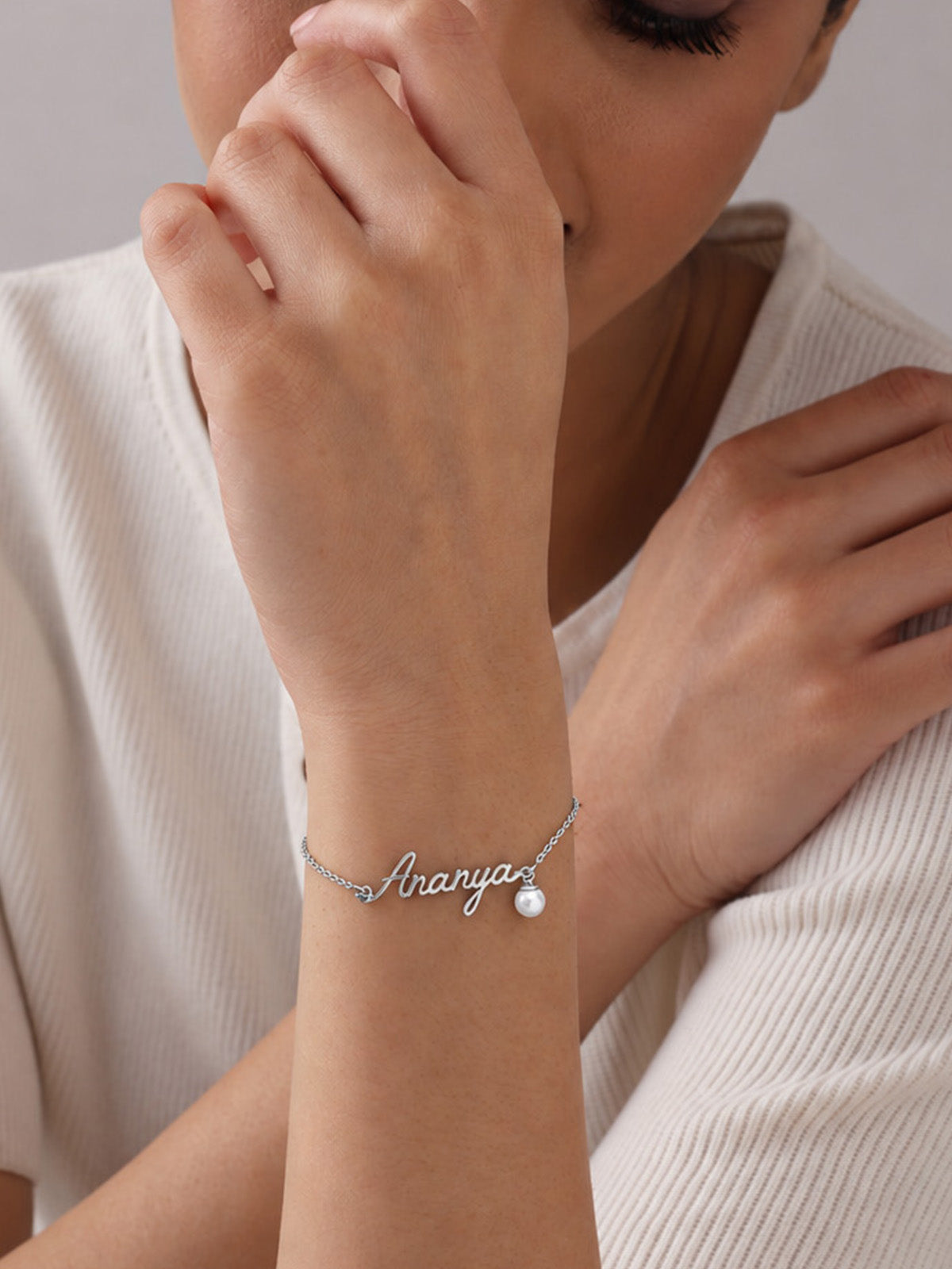 Personalized Pearl Name Bracelet