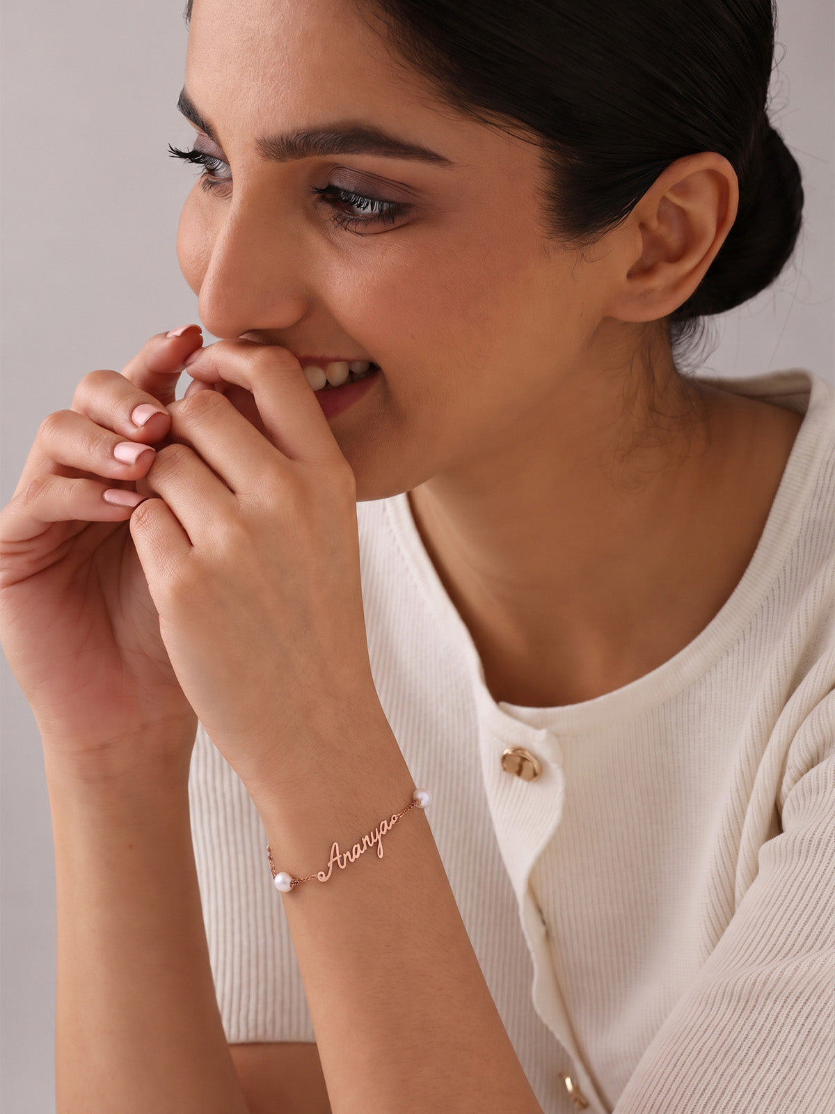 Personalised Pearl Name Bracelet for Women