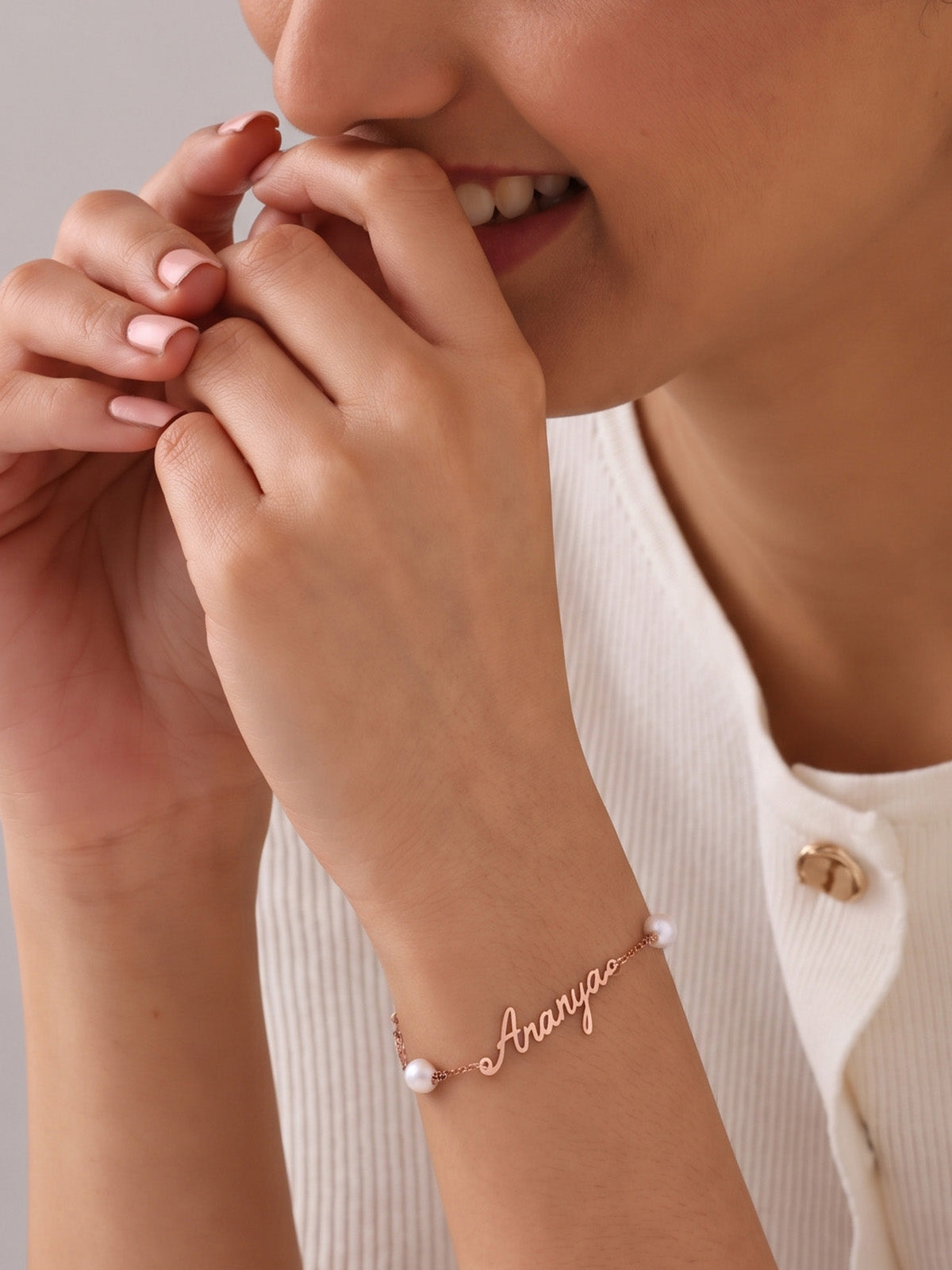 Personalised Pearl Name Bracelet for Women