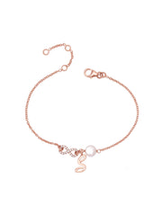 Personalised Initial, Infinity & Pearl Rose Gold-Plated Bracelet