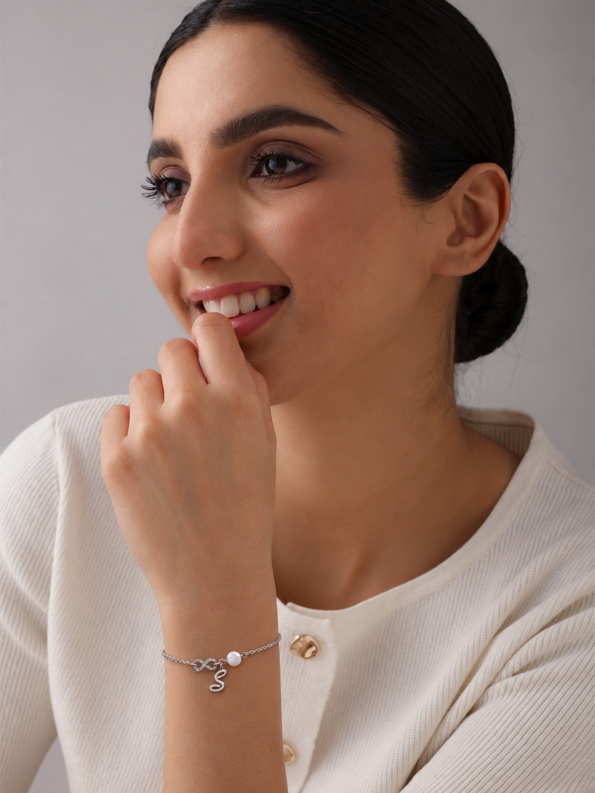 Personalized Infinity Pearl Initial Bracelet