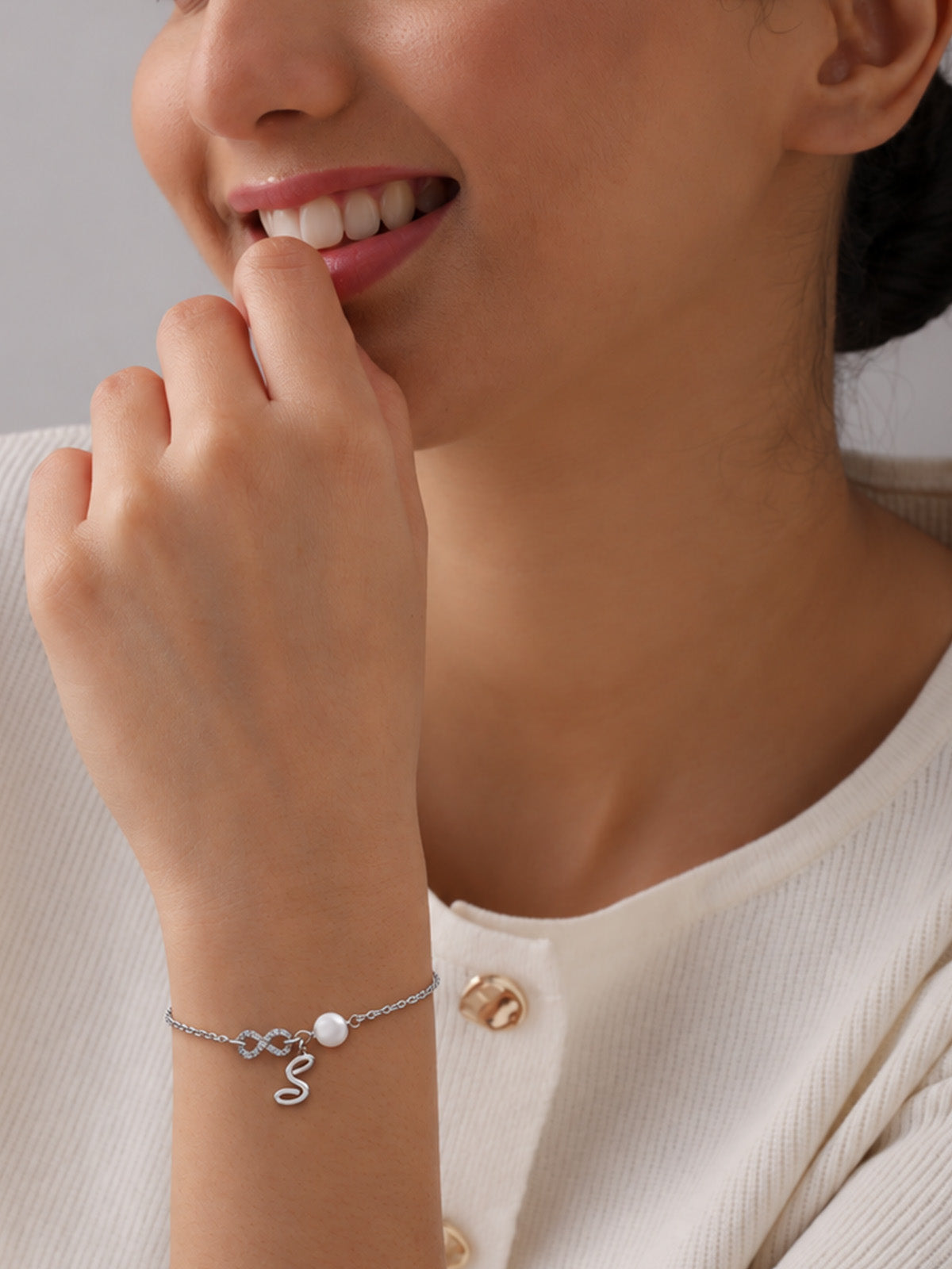 Personalized Infinity Pearl Initial Bracelet