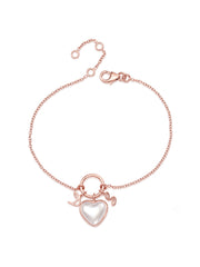 Rose Gold Pearl Heart Charm Bracelet
