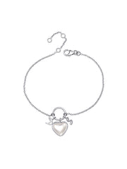 Personalized Pearl Heart Charm Bracelet