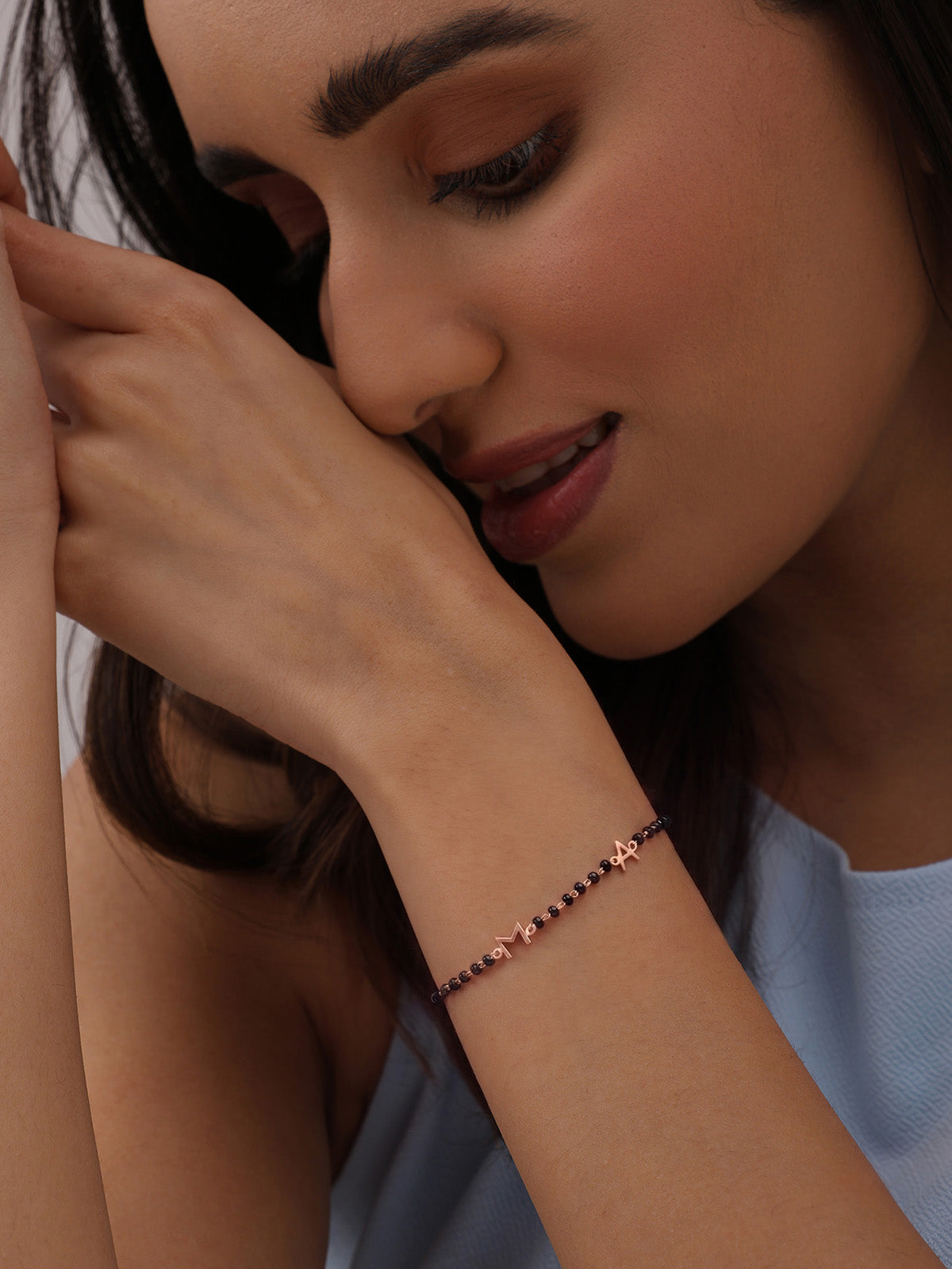 Personalised Rose Gold Mangalsutra Bracelet