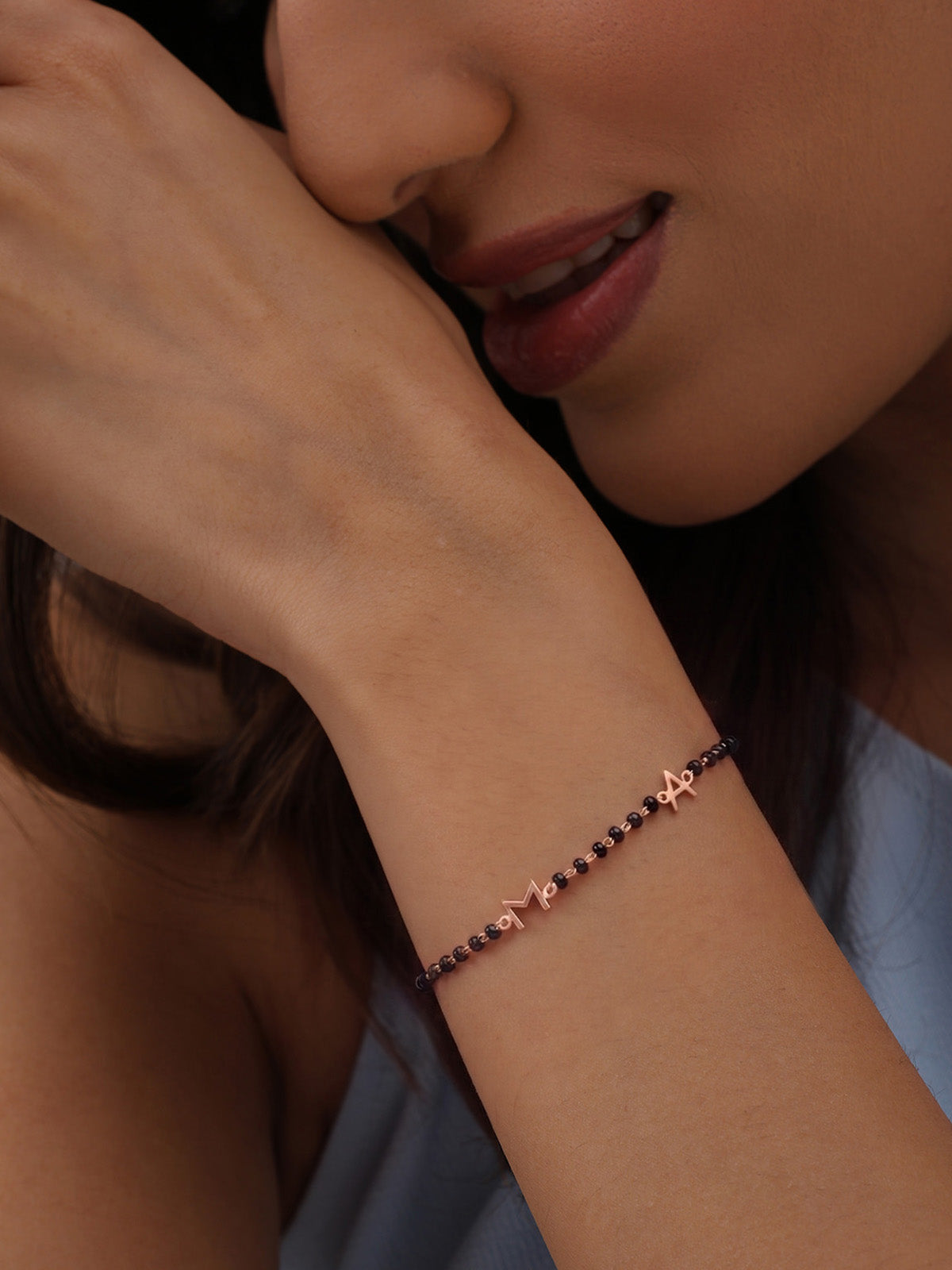 Personalised Rose Gold Mangalsutra Bracelet