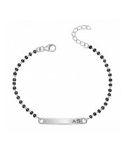 Black Beaded ID Plate Bracelet