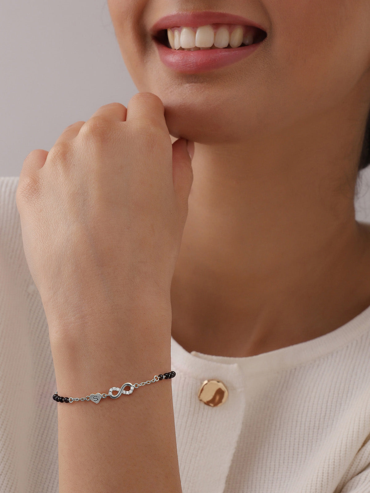 Personalised Silver Mangalsutra Bracelet
