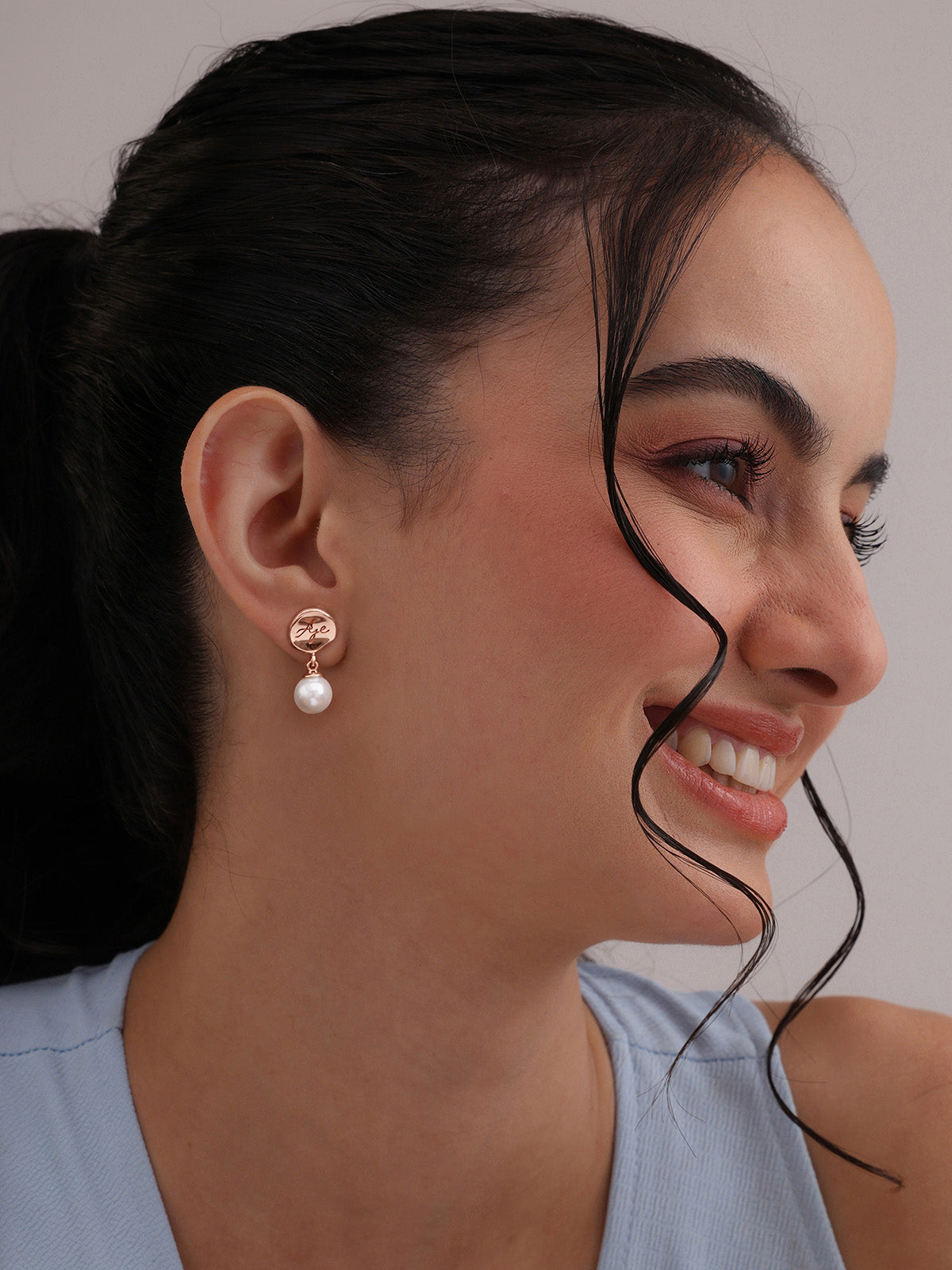 Personalized Engraved Disc Pearl Drop Women's Earrings