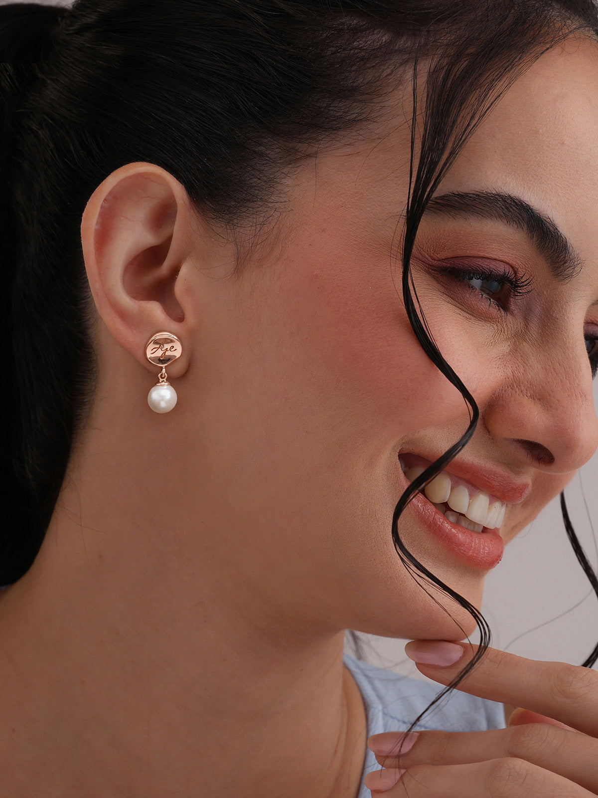 Personalized Engraved Disc Pearl Drop Women's Earrings