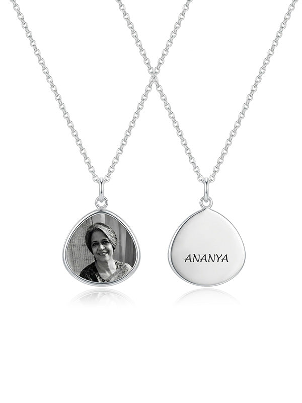 Personalised Engraved Name and Photo Pendant Necklace