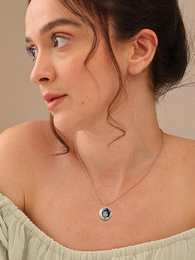 Rose Gold  Photo Engraved Name and Date Disc Necklace
