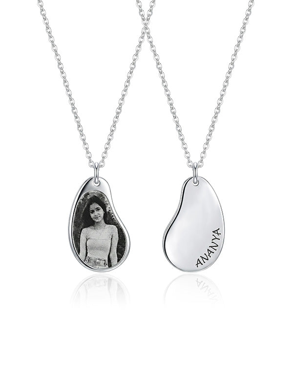 Ricordo Personalized Photo Name Pear Pendant Women's Necklace