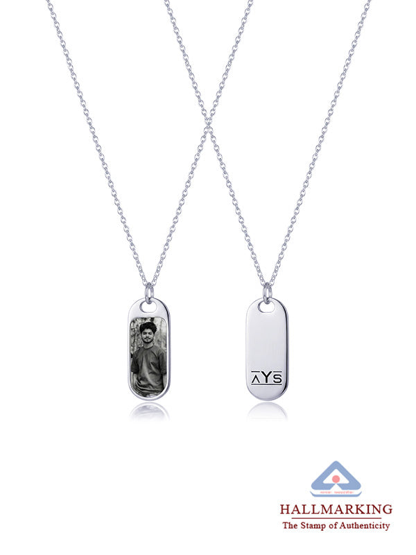 Personalised Photo and Time Dog Tag Pendant Necklace for Men