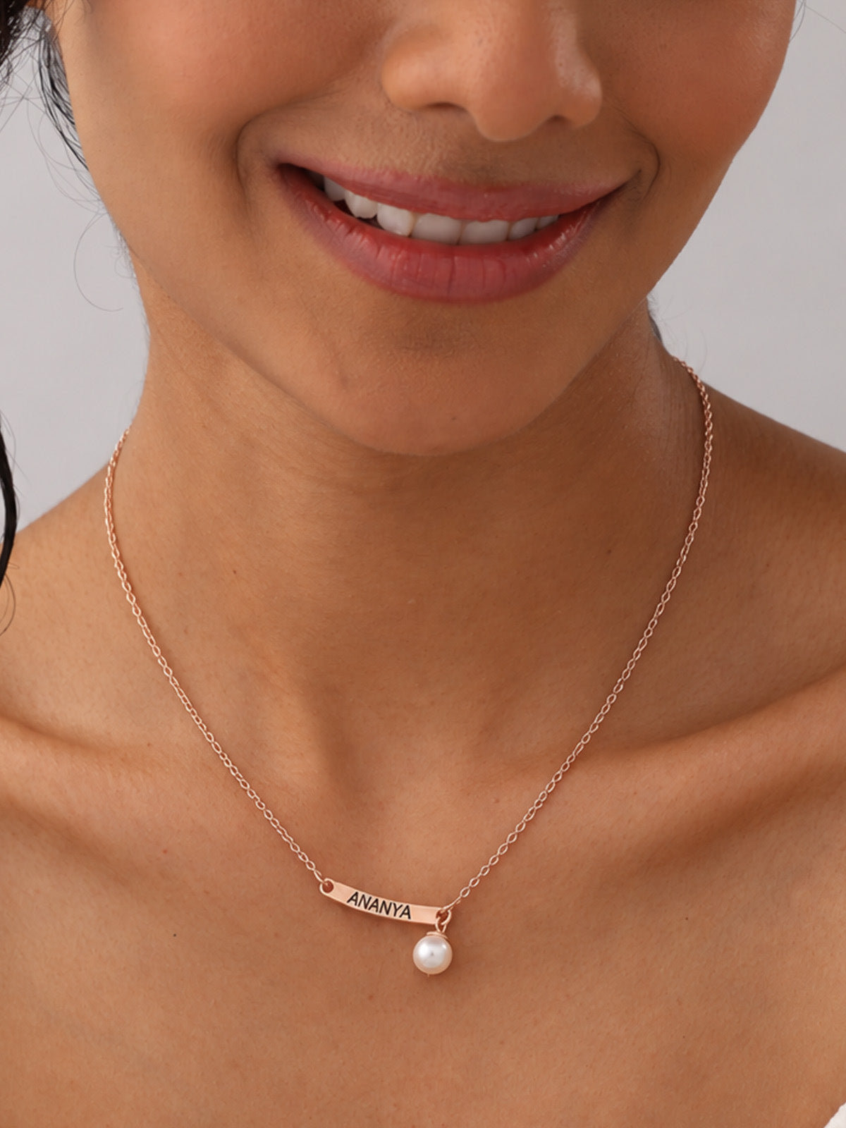 Personalized Pearl Name Bar Necklace