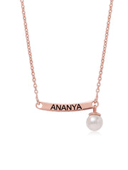 Personalized Pearl Name Bar Necklace