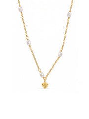 Gold Pearl Initial Heart Charm Necklace