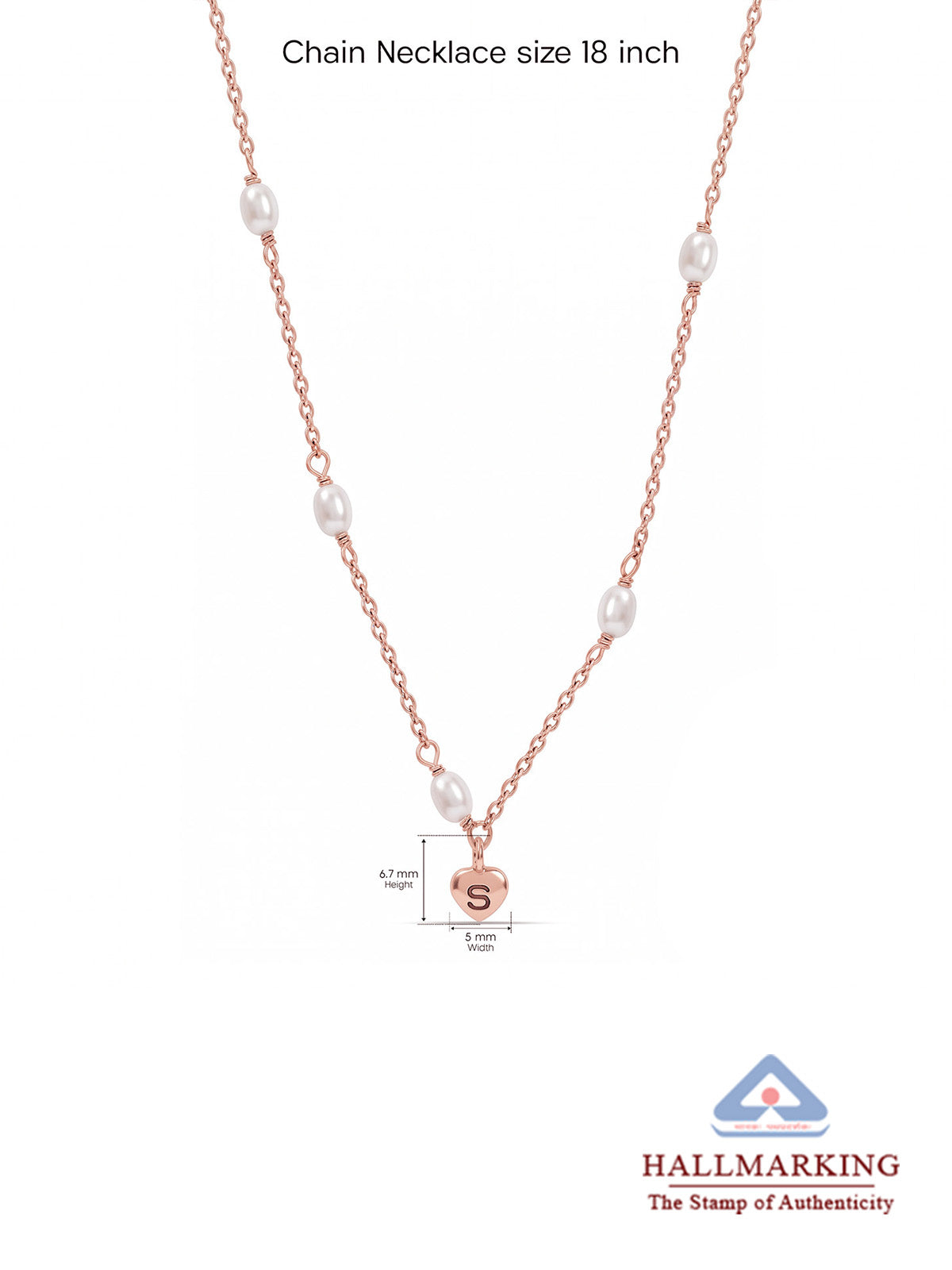 Personalized Initial Heart Charm Pearl Station Women's Necklace