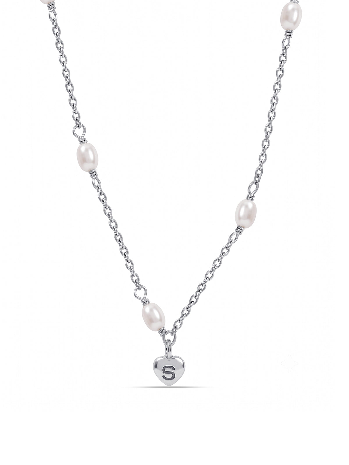 Personalized Pearl Initial Heart Necklace