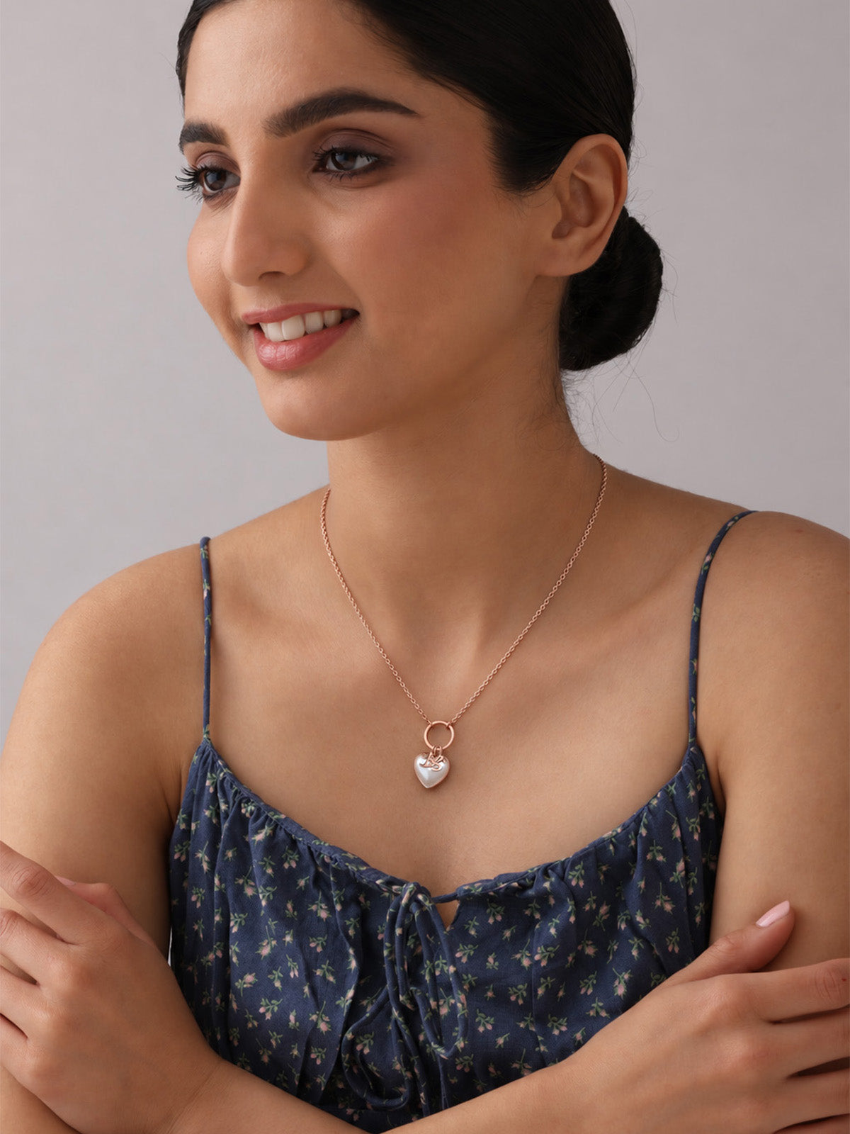 Personalised Heart Pearl Pendant Necklace for Women