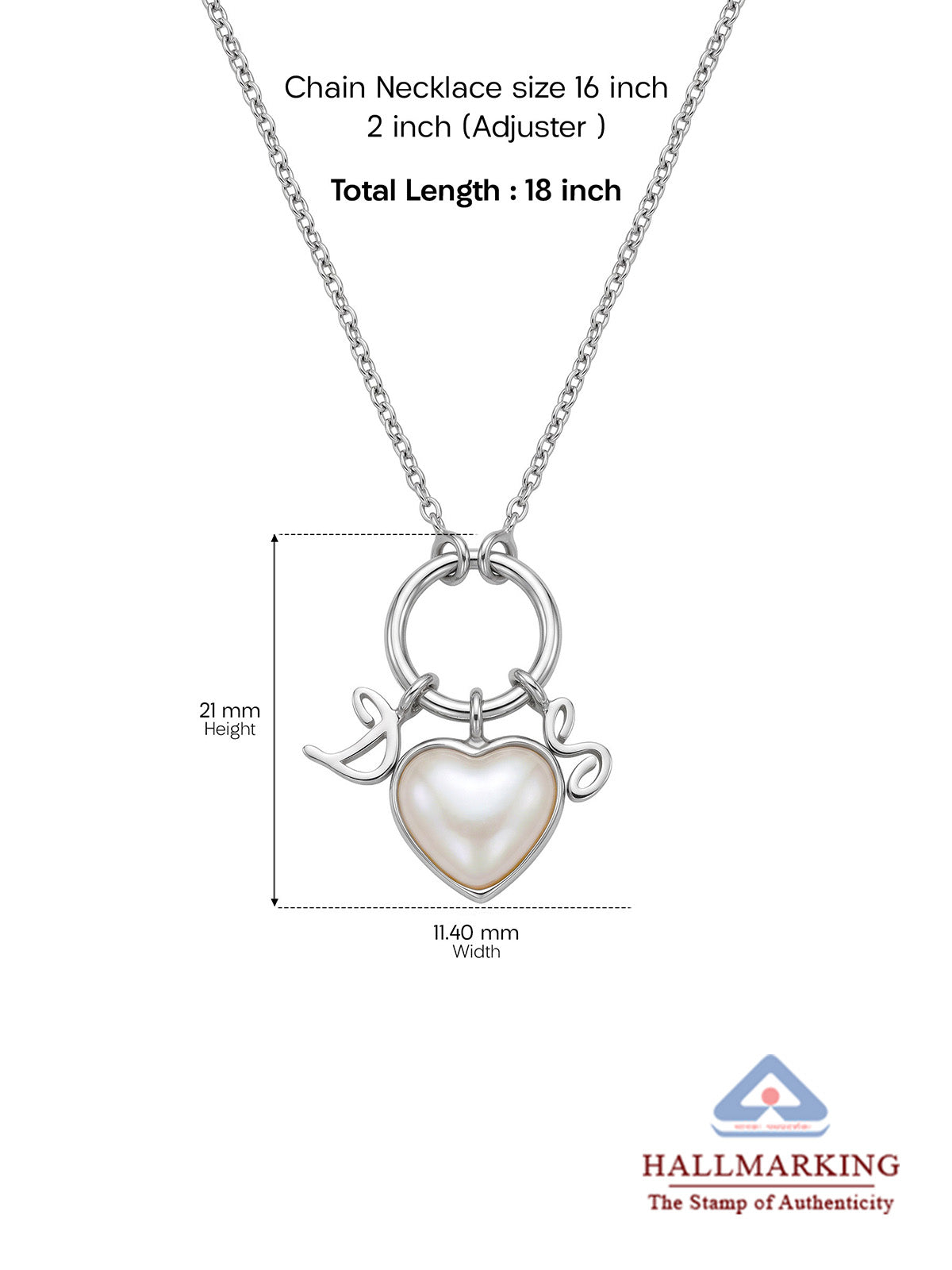 Personalised Silver Heart Pearl Necklace