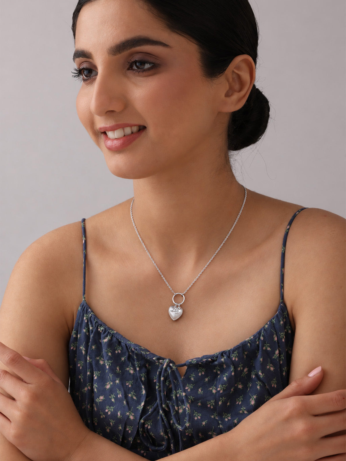 Personalised Silver Heart Pearl Necklace