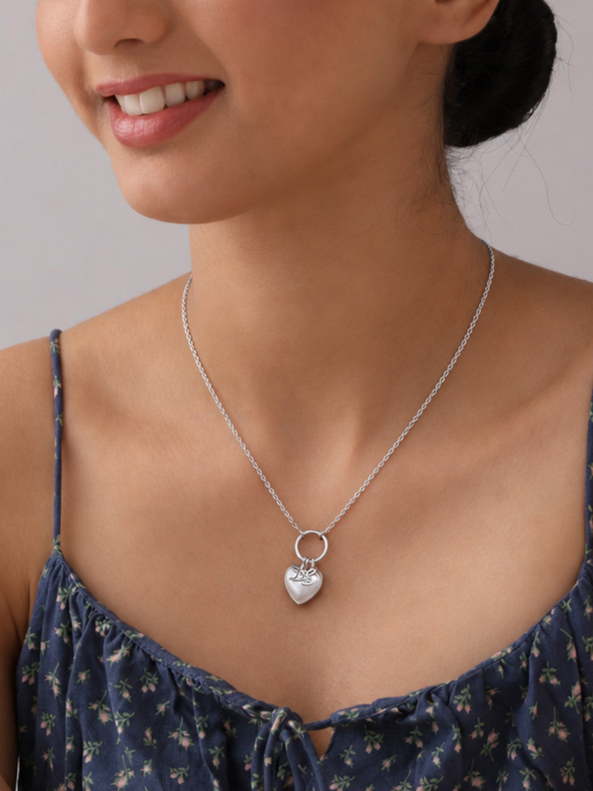 Personalised Silver Heart Pearl Necklace