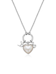 Personalised Silver Heart Pearl Necklace