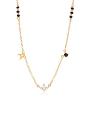 Personalised Black Bead CZ Necklace for Women