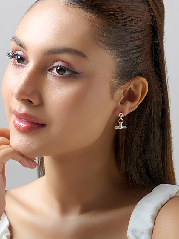 Lightweight T-Bar Drop Charm Stud Earrings