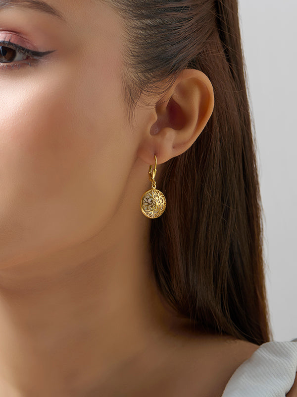Gold Mother-of-Pearl Leverback Earrings