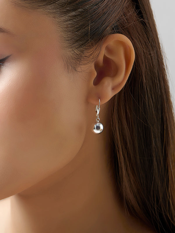 Lightweight Ball Drop Leverback Earrings 10mm