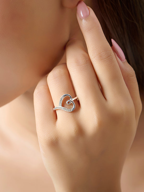 CZ Love Heart Statement Ring