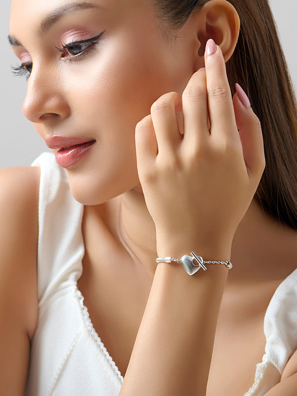 Heart Charm Snake Chain Bracelet