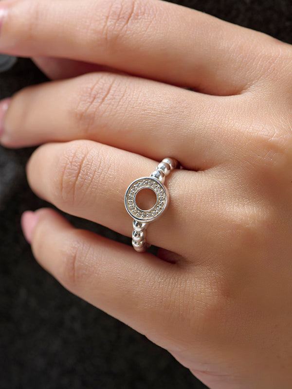 Pave CZ Caviar Bead Eternity Ring