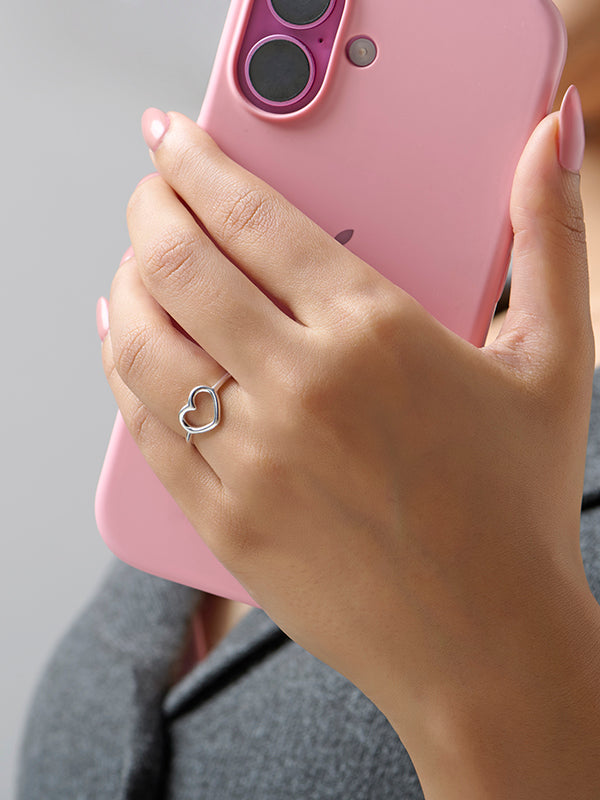 Polished Open Heart Ring